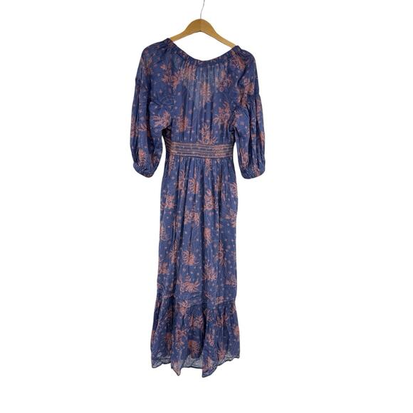 Free People Golden Hour Maxi Dress Boho Floral Size XS Flowy Gown Navy Combo - Picture 2 of 9